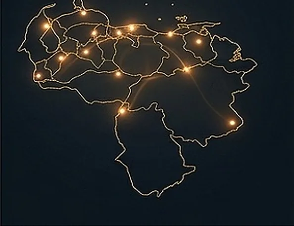Mapa de Venezuela con los puntos de cobertura logística de El Mercadito C.A. iluminados